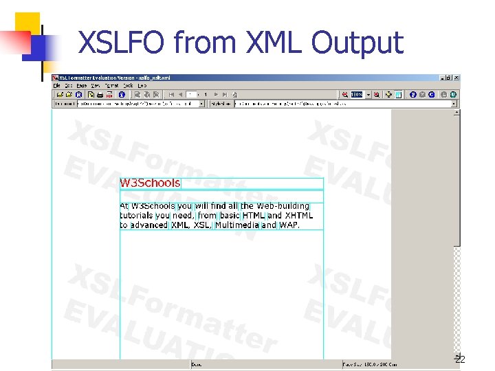 XSLFO from XML Output 22 