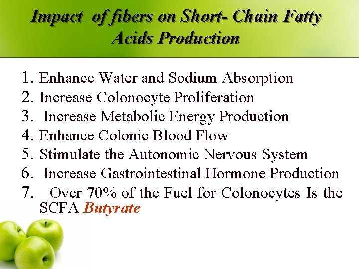 Impact of fibers on Short- Chain Fatty Acids Production 1. 2. 3. 4. 5.