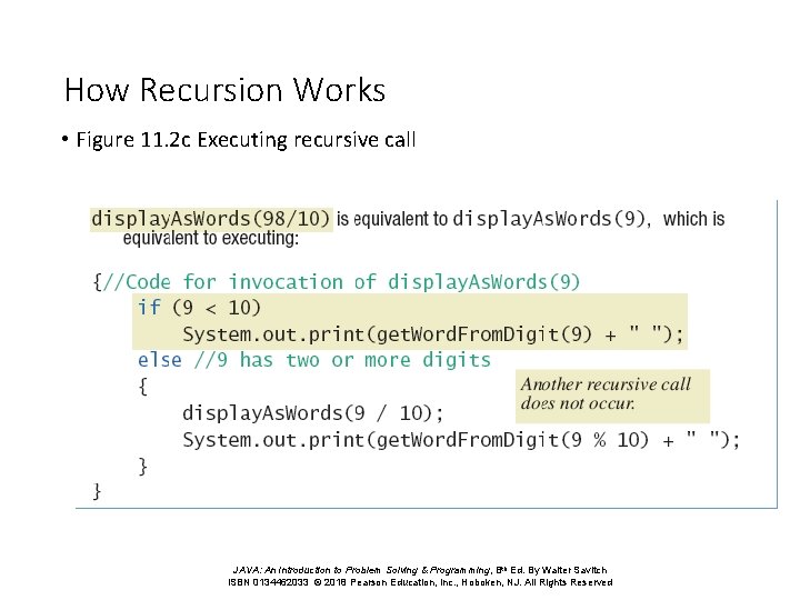 How Recursion Works • Figure 11. 2 c Executing recursive call JAVA: An Introduction How Recursion Works • Figure 11. 2 c Executing recursive call JAVA: An Introduction