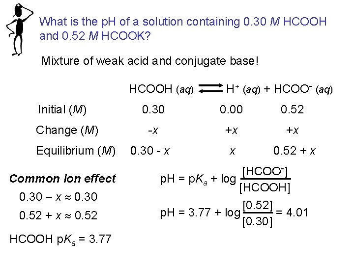 What is the p. H of a solution containing 0. 30 M HCOOH and
