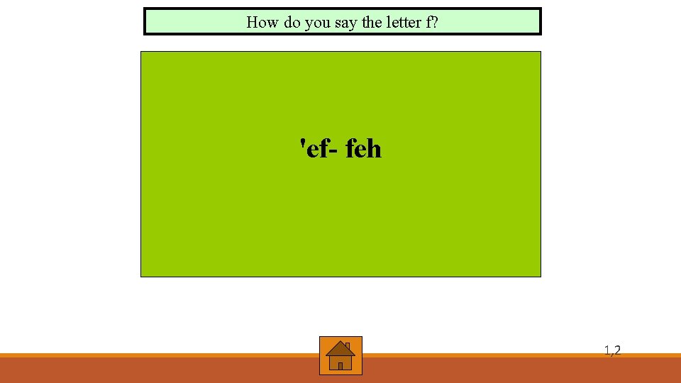 How do you say the letter f? 'ef- feh 1, 2 