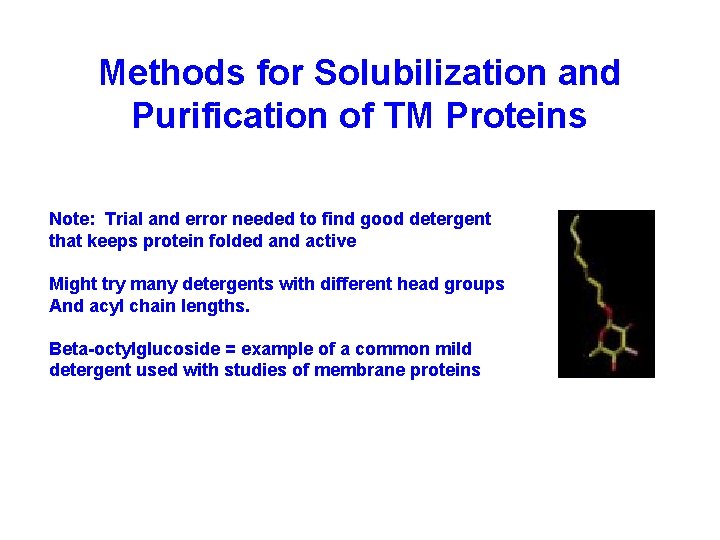Methods for Solubilization and Purification of TM Proteins Note: Trial and error needed to