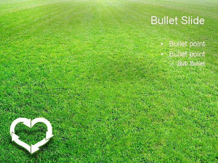 Bullet Slide • Bullet point – Sub Bullet 