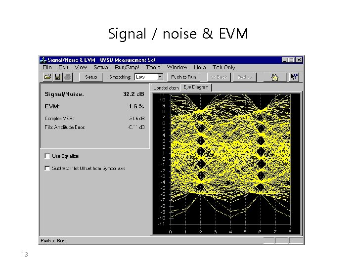 Signal / noise & EVM 13 
