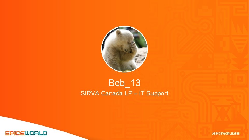 Bob_13 SIRVA Canada LP – IT Support #SPICEWORLD 2018 