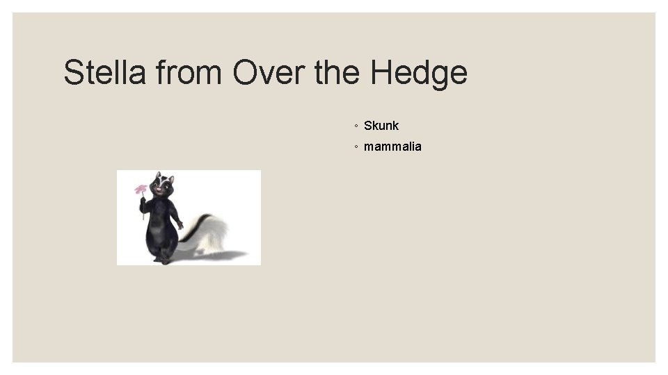 Stella from Over the Hedge ◦ Skunk ◦ mammalia 