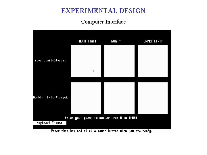 EXPERIMENTAL DESIGN Computer Interface 