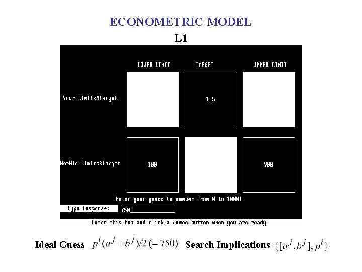 ECONOMETRIC MODEL L 1 Ideal Guess Search Implications 