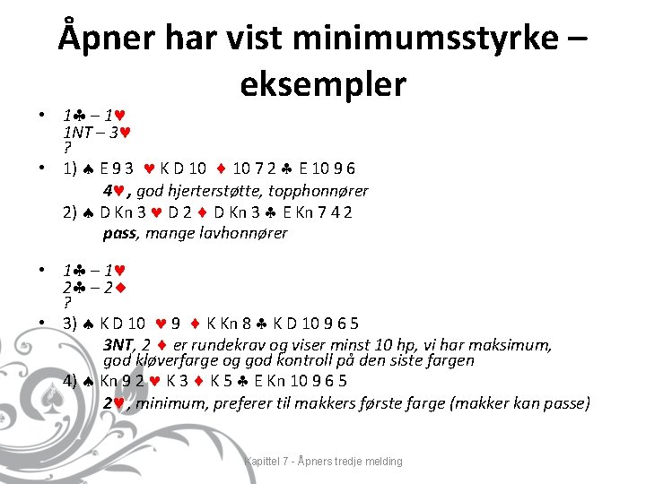 Åpner har vist minimumsstyrke – eksempler • 1 – 1 1 NT – 3