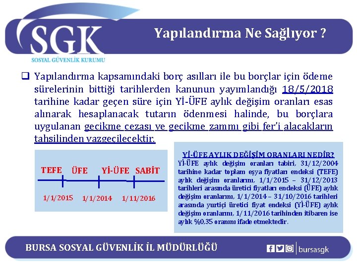 Yapılandırma Ne Sağlıyor ? q Yapılandırma kapsamındaki borç asılları ile bu borçlar için ödeme