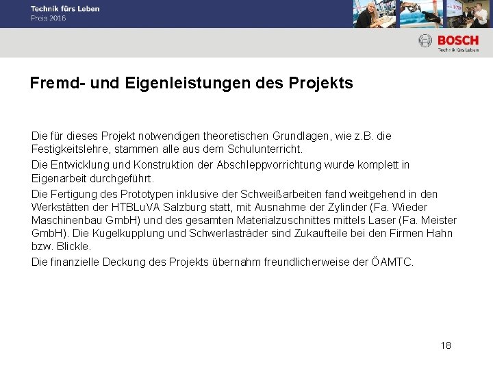 Fremd- und Eigenleistungen des Projekts Die für dieses Projekt notwendigen theoretischen Grundlagen, wie z.