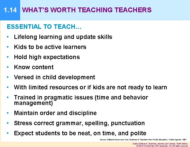 1. 14 WHAT’S WORTH TEACHING TEACHERS ESSENTIAL TO TEACH… • Lifelong learning and update