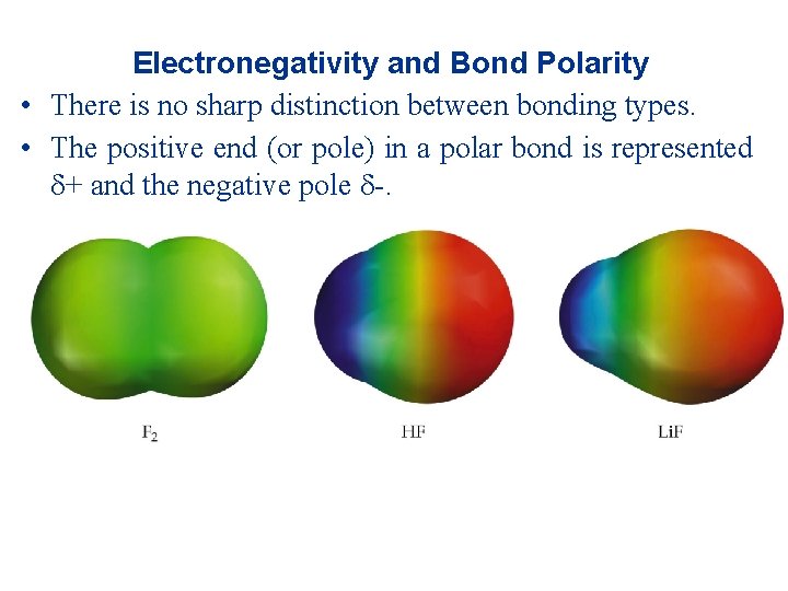 Electronegativity and Bond Polarity • There is no sharp distinction between bonding types. •