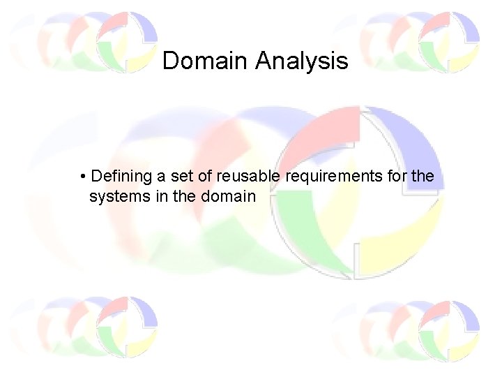 Domain Analysis • Defining a set of reusable requirements for the systems in the