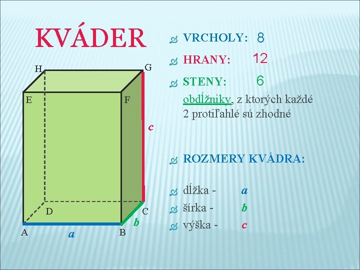 KVÁDER G H VRCHOLY: 8 HRANY: E F c D A a B b