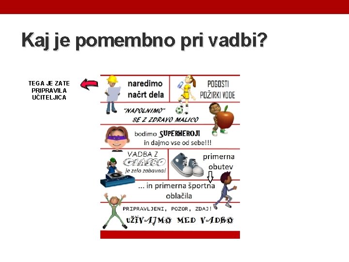 Kaj je pomembno pri vadbi? TEGA JE ZATE PRIPRAVILA UČITELJICA 