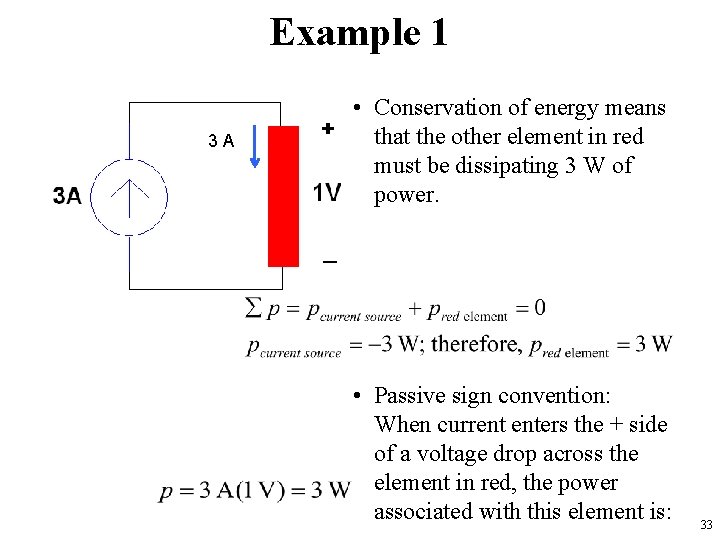 Example 1 3 A • Conservation of energy means that the other element in