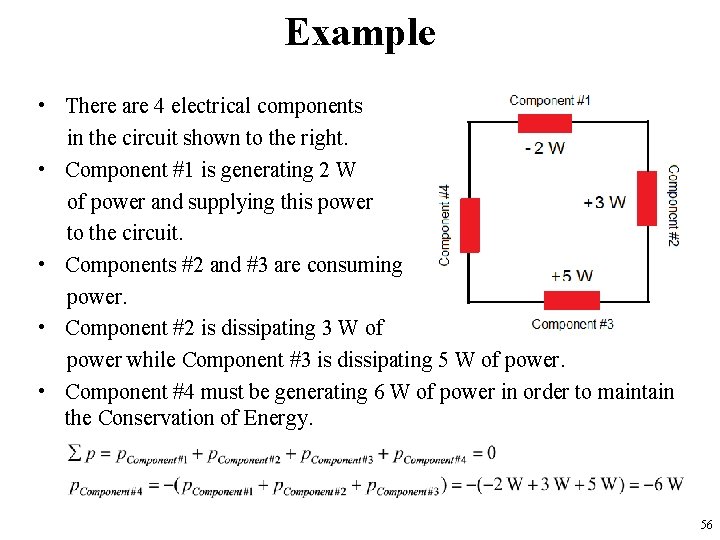 Example • There are 4 electrical components in the circuit shown to the right.