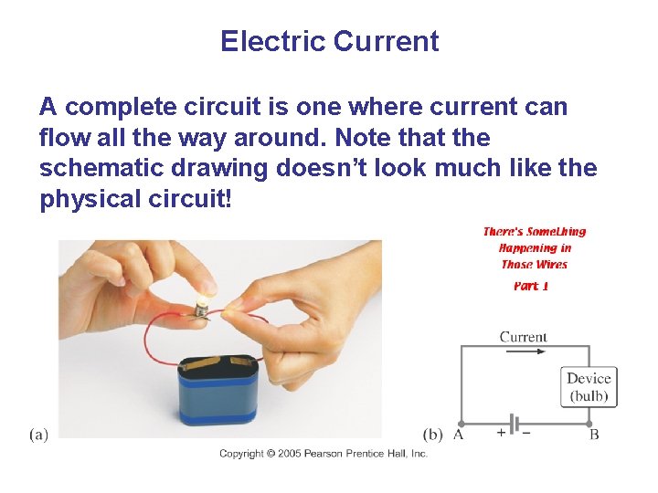 Electric Current A complete circuit is one where current can flow all the way