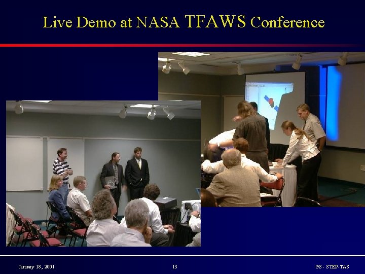 Live Demo at NASA TFAWS Conference January 18, 2001 13 GS - STEP-TAS 