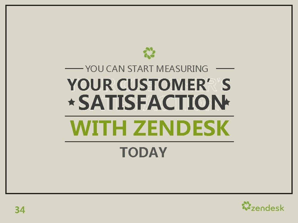 YOU CAN START MEASURING YOUR CUSTOMER’S SATISFACTION WITH ZENDESK TODAY 34 