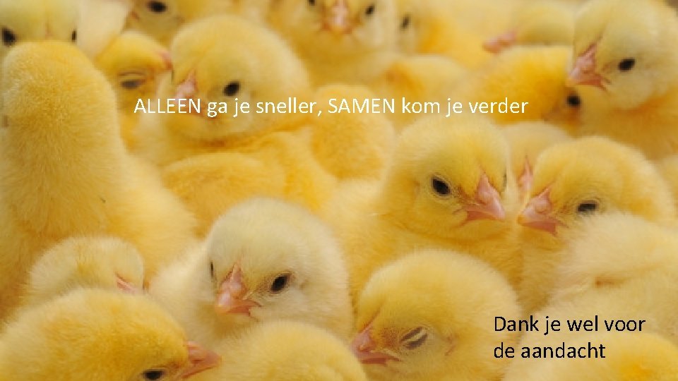 ALLEEN ga je sneller, SAMEN kom je verder Dank je wel voor de aandacht