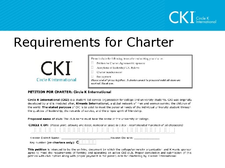 Requirements for Charter 