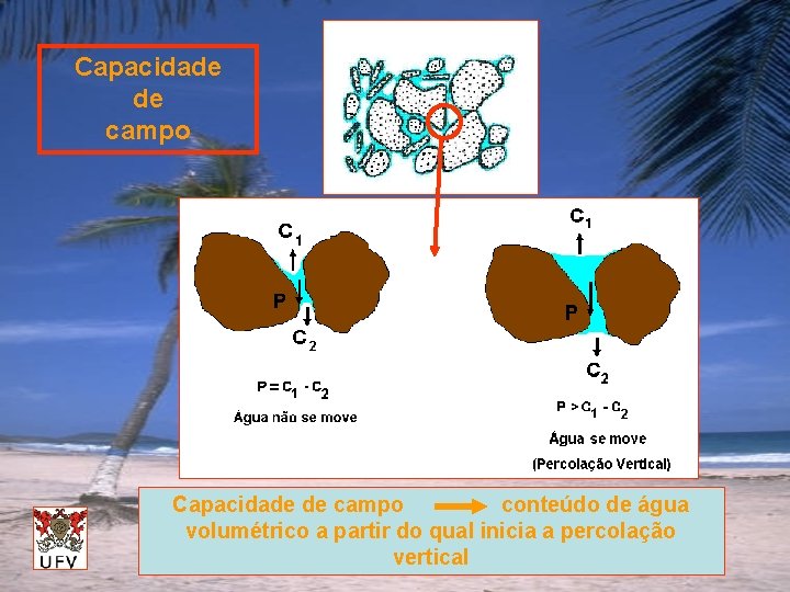 Capacidade de campo conteúdo de água volumétrico a partir do qual inicia a percolação