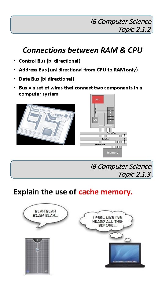 IB Computer Science Topic 2. 1. 2 Connections between RAM & CPU • Control IB Computer Science Topic 2. 1. 2 Connections between RAM & CPU • Control