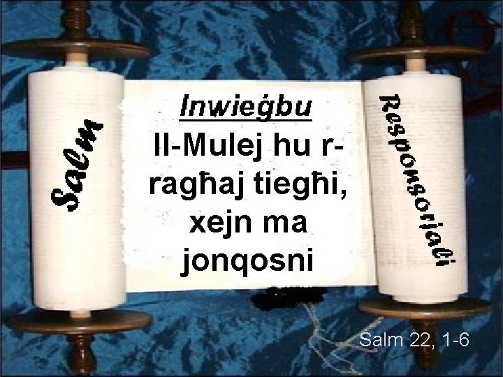 Il-Mulej hu rragħaj tiegħi, xejn ma jonqosni Salm 22, 1 -6 