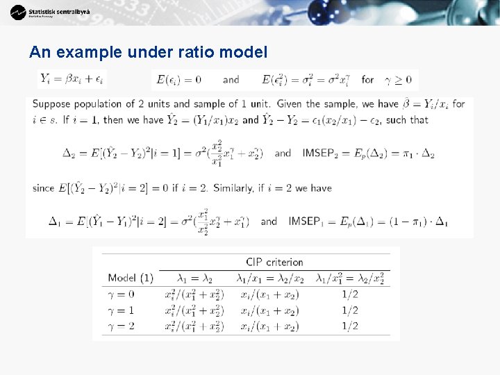 An example under ratio model 
