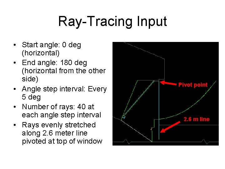 Ray-Tracing Input • Start angle: 0 deg (horizontal) • End angle: 180 deg (horizontal