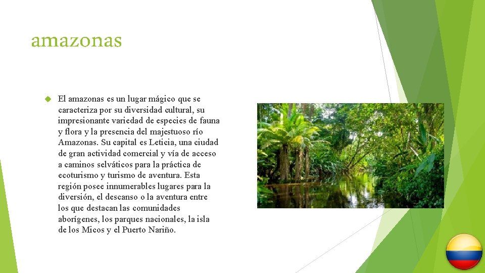 amazonas El amazonas es un lugar mágico que se caracteriza por su diversidad cultural,