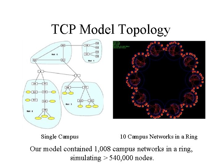 TCP Model Topology Single Campus 10 Campus Networks in a Ring Our model contained TCP Model Topology Single Campus 10 Campus Networks in a Ring Our model contained