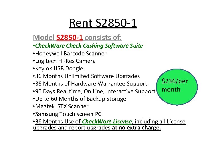 Rent S 2850 -1 Model S 2850 -1 consists of: • Check. Ware Check