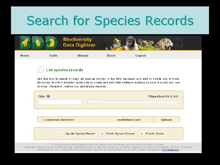 Search for Species Records 