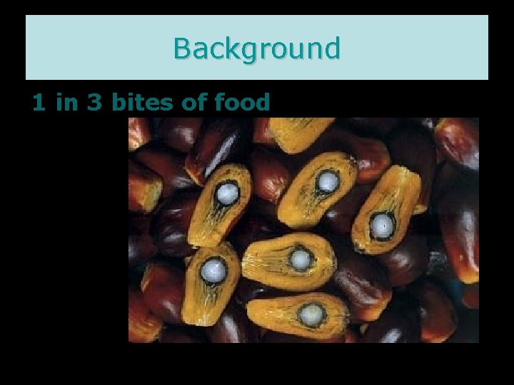 Background 1 in 3 bites of food 