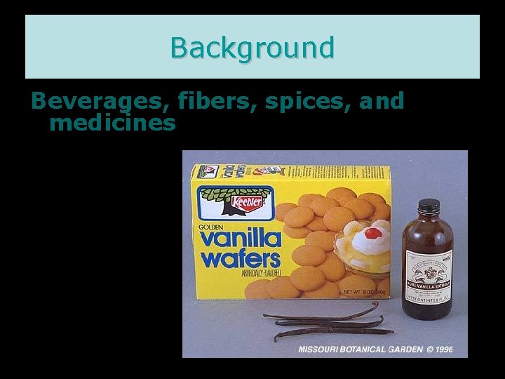 Background Beverages, fibers, spices, and medicines 