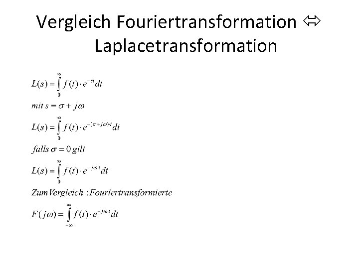 Vergleich Fouriertransformation Laplacetransformation 