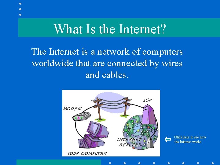 What Is the Internet? The Internet is a network of computers worldwide that are What Is the Internet? The Internet is a network of computers worldwide that are