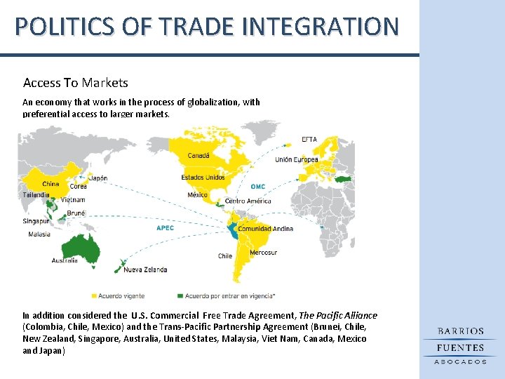 POLITICS OF TRADE INTEGRATION Access To Markets An economy that works in the process