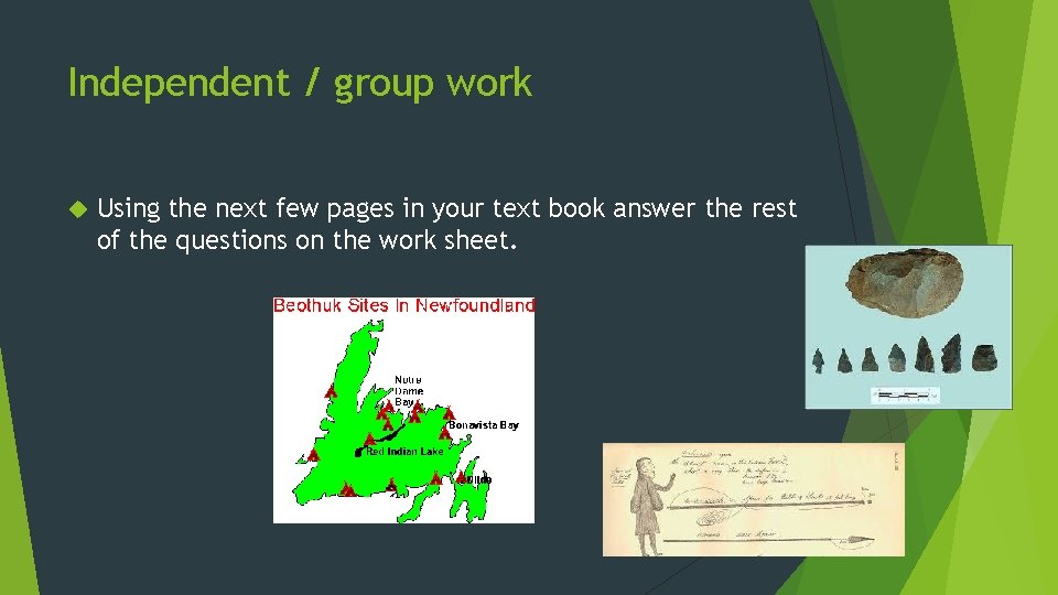 Independent / group work Using the next few pages in your text book answer