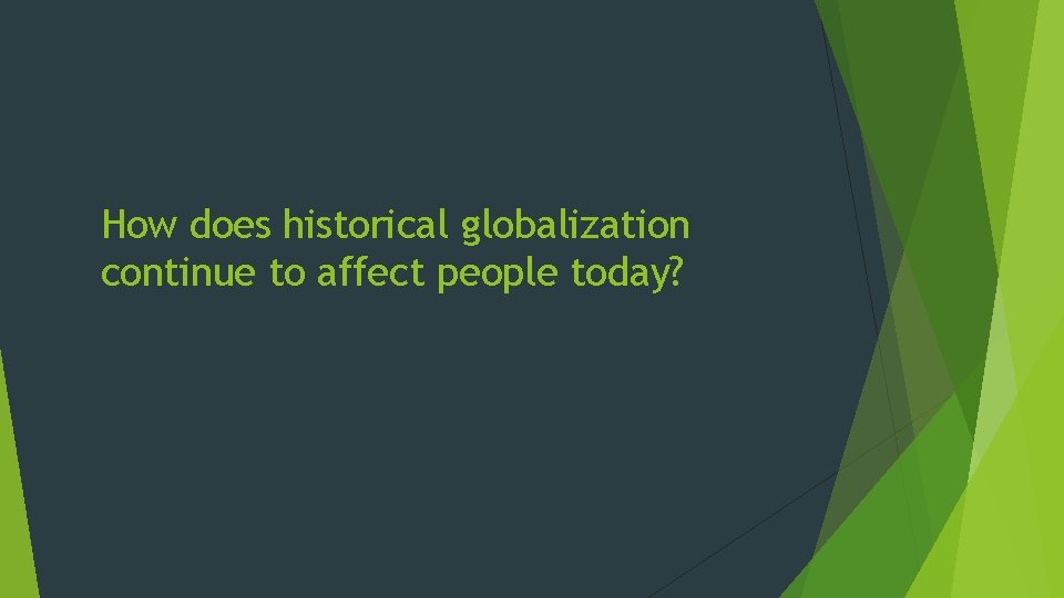 How does historical globalization continue to affect people today? 