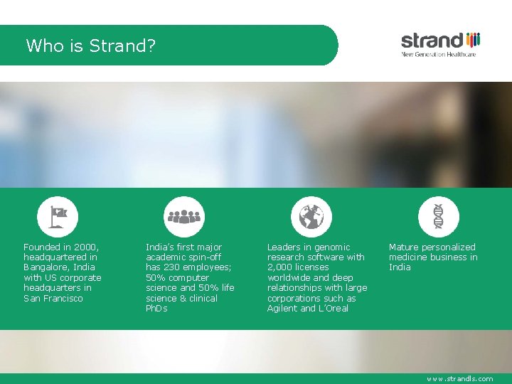 Who is Strand? Founded in 2000, headquartered in Bangalore, India with US corporate headquarters