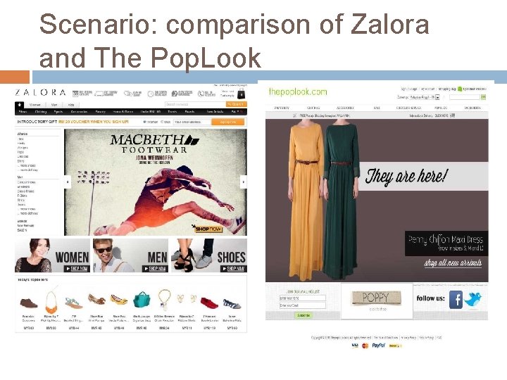 Scenario: comparison of Zalora and The Pop. Look 