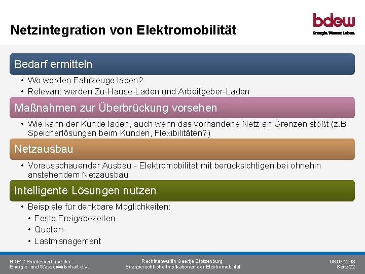 Netzintegration von Elektromobilität Bedarf ermitteln • Wo werden Fahrzeuge laden? • Relevant werden Zu-Hause-Laden