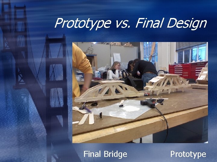 Prototype vs. Final Design Final Bridge Prototype  Prototype vs. Final Design Final Bridge Prototype