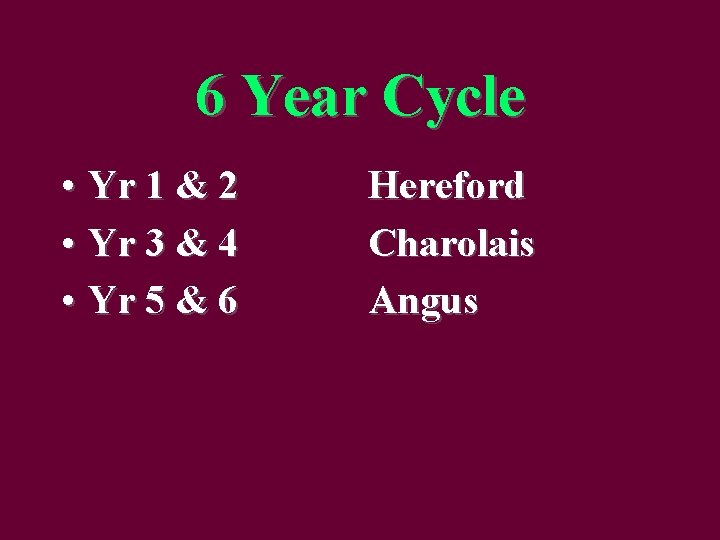 6 Year Cycle • Yr 1 & 2 • Yr 3 & 4 •