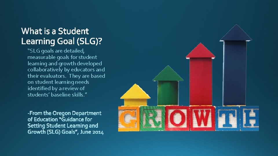 “SLG goals are detailed, measurable goals for student learning and growth developed collaboratively by