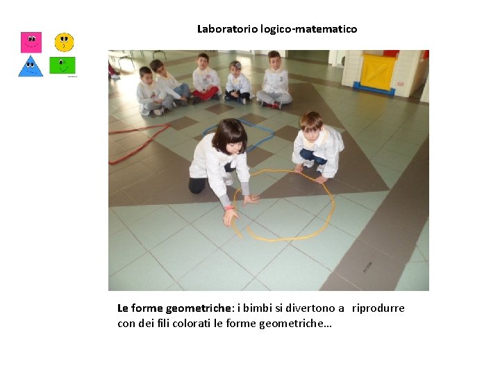 Laboratorio logico-matematico Le forme geometriche: i bimbi si divertono a riprodurre con dei fili
